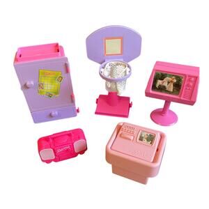 Vintage Barbie Items, Basketball Hoop, TV/Computer, TV, Boombox, Closet/Locker